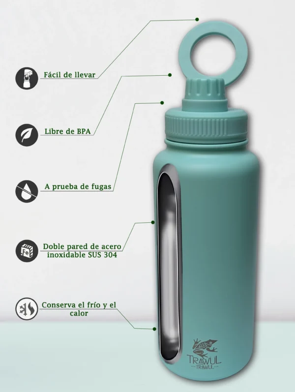 pomo tapa (1) Botella térmica magnética 1L Turquesa Características Trawül Trawül